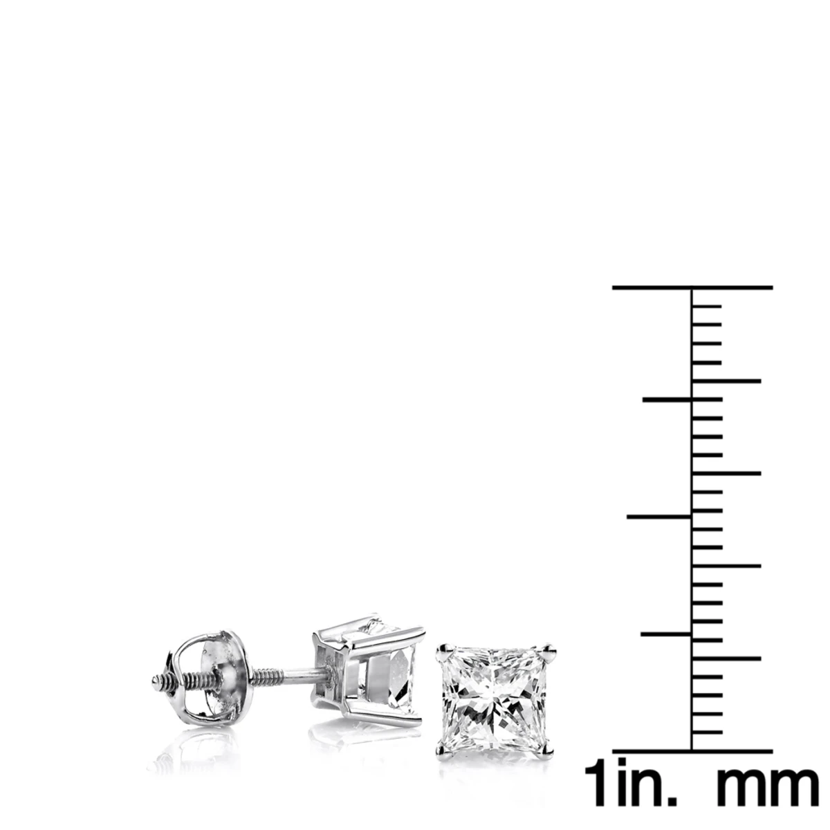2ct Princess Cut Diamond Platinum Stud Earrings 4 2ct Princess Cut Diamond Platinum Stud Earrings - Image 4