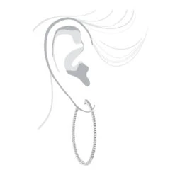 2mm 2in Inside Out Diamond Hoop Earrings For Women 1.6ct 14K White Gold -Luxurman 2mm 175in inside out diamond hoop earrings for women 16ct 14k gold bodwh