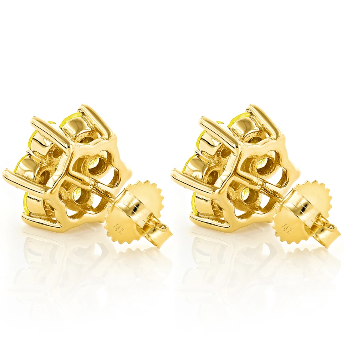 3 Carat Yellow Diamond Stud Earrings 14K Yellow Gold 4 3 Carat Yellow Diamond Stud Earrings 14K Yellow Gold - Image 4