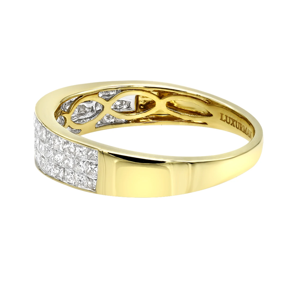 Invisible Princess Cut Diamond Wedding Band For Men 1.33ct 14K Yellow Gold 4 Invisible Princess Cut Diamond Wedding Band For Men 1.33ct 14K Yellow Gold - Image 4