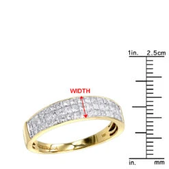 Invisible Princess Cut Diamond Wedding Band For Men 1.33ct 14K Yellow Gold 11 Invisible Princess Cut Diamond Wedding Band For Men 1.33ct 14K Yellow Gold -Luxurman 3 row princess cut diamond wedding band for men 142ct 14k gold rulerye