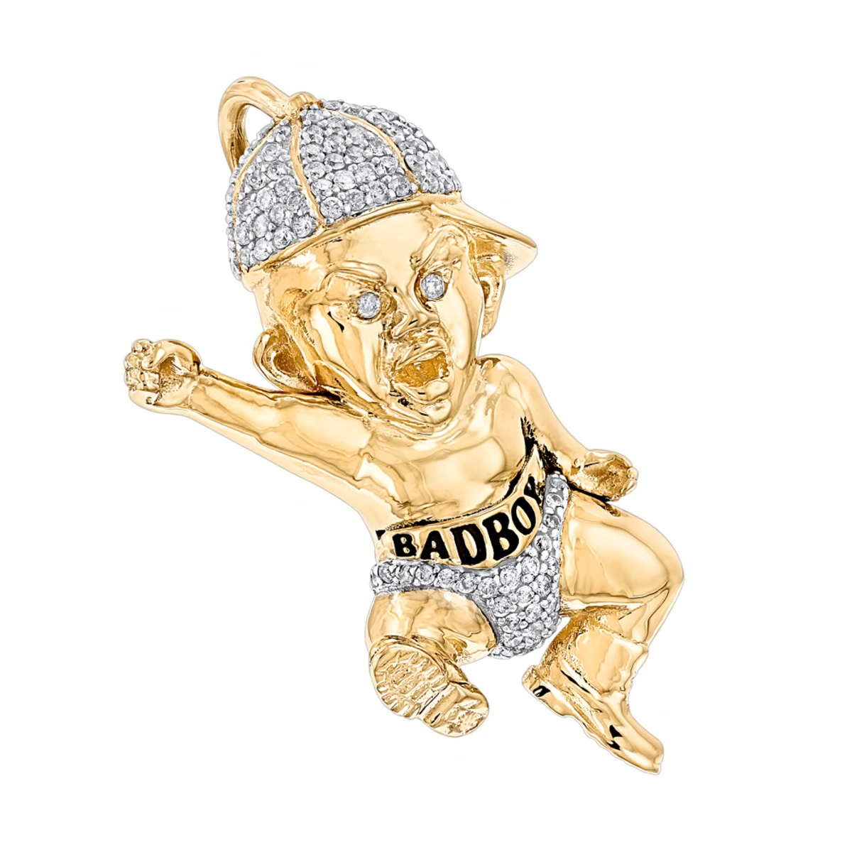 10K Yellow Gold Diamond Bad Boy Pendant 1.3ct By Luxurman 1 10K Yellow Gold Diamond Bad Boy Pendant 1.3ct By Luxurman