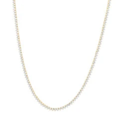 3 Prong Diamond Eternity Chain For Men And Women 14K Yellow Gold Tennis Necklace