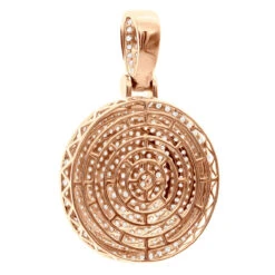 4 Carat Diamond Pendant For Men 14K Yellow Gold Iced Out Round Medallion -Luxurman 4 carat diamond pendant for men 14k gold iced out round medallion 803232 back rose