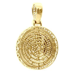 4 Carat Diamond Pendant For Men 14K Yellow Gold Iced Out Round Medallion -Luxurman 4 carat diamond pendant for men 14k gold iced out round medallion 803232 back yellow
