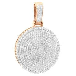 4 Carat Diamond Pendant For Men 14K Yellow Gold Iced Out Round Medallion -Luxurman 4 carat diamond pendant for men 14k gold iced out round medallion 803232 rose