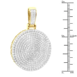 4 Carat Diamond Pendant For Men 14K Yellow Gold Iced Out Round Medallion -Luxurman 4 carat diamond pendant for men 14k gold iced out round medallion 803232 ruler yellow