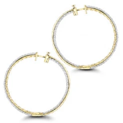 Large 5 Carat Diamond Hoop Earrings For Women 14K Yellow Gold Inside Out Style 9 Large 5 Carat Diamond Hoop Earrings For Women 14K Yellow Gold Inside Out Style -Luxurman 5 carat diamond hoop earrings 14k gold inside out style p 48029 backye