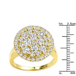 5 Carat Men's Diamond Engagement Ring 14K Yellow Gold Cluster Setting -Luxurman 5 carat mens diamond engagement ring in 14k gold cluster setting 000743 rulerye