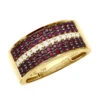 Unique Ring 10K Yellow Gold 5 Row 2.25 Carat Diamond And Ruby Wedding Band For Men