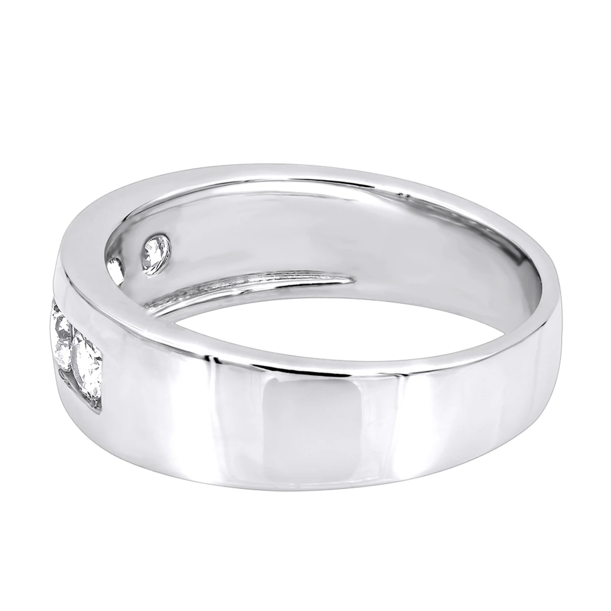 5 Year Anniversary Ring 14K White Gold Five Stone Diamond Wedding Band For Men 1ct 4 5 Year Anniversary Ring 14K White Gold Five Stone Diamond Wedding Band For Men 1ct - Image 4