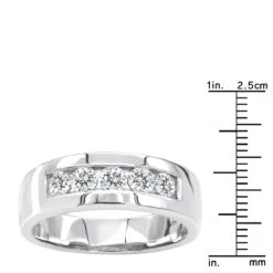 5 Year Anniversary Ring 14K White Gold Five Stone Diamond Wedding Band For Men 1ct 11 5 Year Anniversary Ring 14K White Gold Five Stone Diamond Wedding Band For Men 1ct -Luxurman 5 year anniversary ring 14k gold 5 stone diamond wedding band for men 1ct rulerwh