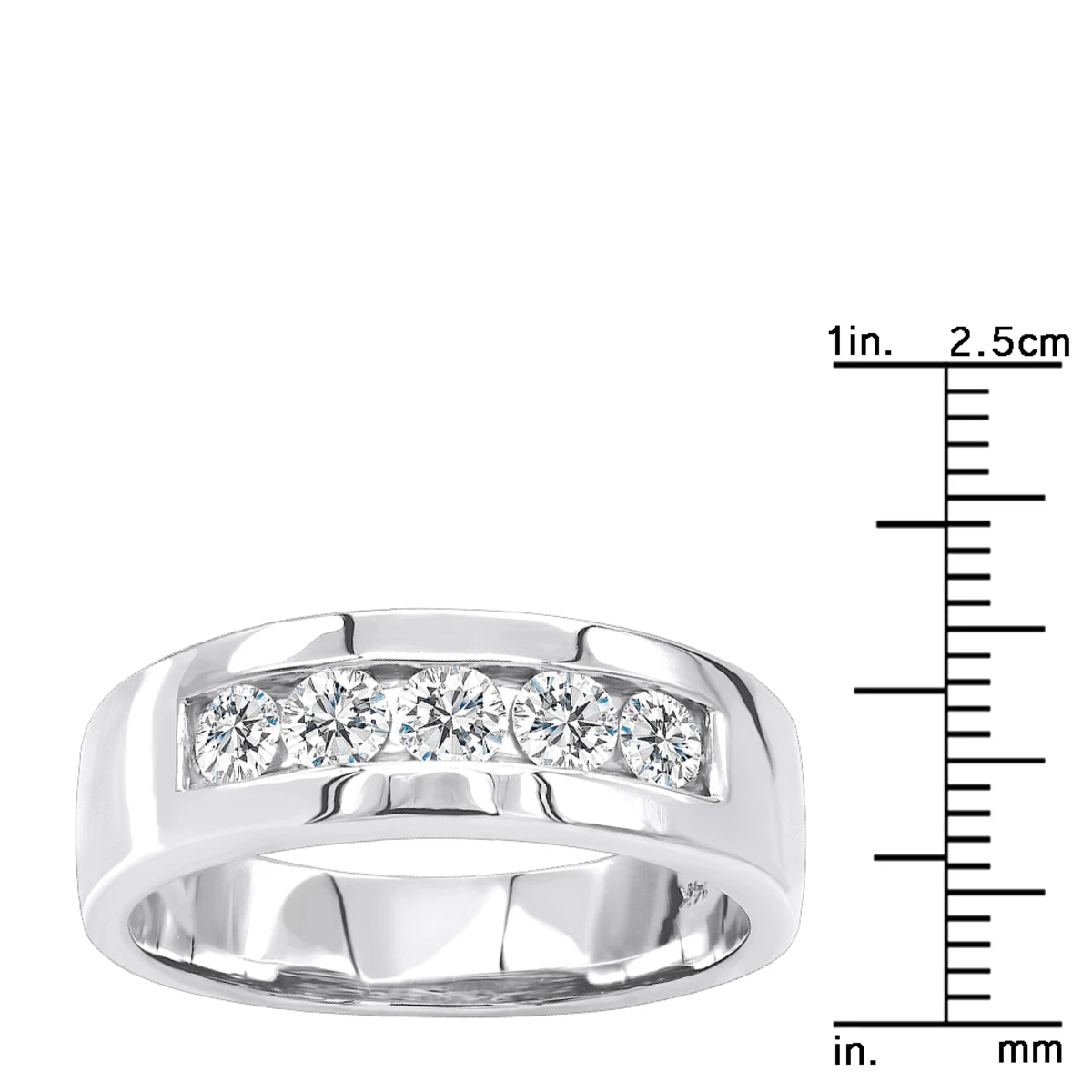 5 Year Anniversary Ring 14K White Gold Five Stone Diamond Wedding Band For Men 1ct 6 5 Year Anniversary Ring 14K White Gold Five Stone Diamond Wedding Band For Men 1ct - Image 6