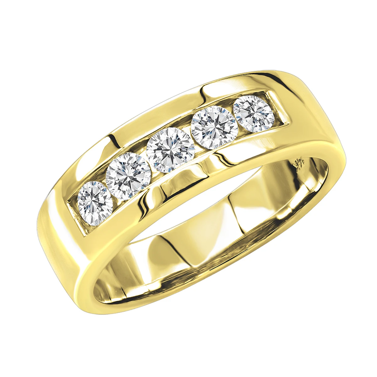 5 Year Anniversary Ring 14K White Gold Five Stone Diamond Wedding Band For Men 1ct 2 5 Year Anniversary Ring 14K White Gold Five Stone Diamond Wedding Band For Men 1ct - Image 2