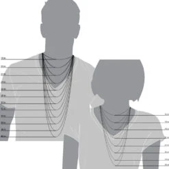 Solid 14K Yellow Gold Herringbone Chain For Men & Women Imperial 5mm -Luxurman Chains Length Comparison Body Illustration Men Women 49