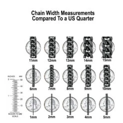 14K Yellow Gold Round Prong Set Diamond Tennis Chain Necklace For Men 13ct -Luxurman Chains Sizing Comparison Coin 95