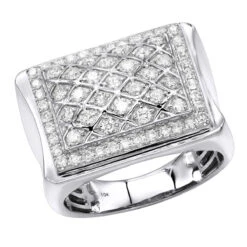 Affordable 10K White Gold Diamond Ring For Men 1.35ct By Luxurman Pinky Ring