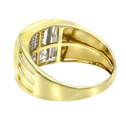 Affordable 10K Yellow Gold Men's Diamond Ring 0.25ct 12mm Wide Wedding Band -Luxurman affordable 10k gold mens diamond ring 0 25ct 12mm wide wedding band backye