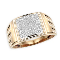 Affordable 10K Yellow Gold Men's Diamond Ring 0.25ct 12mm Wide Wedding Band -Luxurman affordable 10k gold mens diamond ring 0 25ct 12mm wide wedding band ro