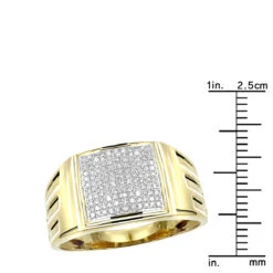 Affordable 10K Yellow Gold Men's Diamond Ring 0.25ct 12mm Wide Wedding Band -Luxurman affordable 10k gold mens diamond ring 0 25ct 12mm wide wedding band rulerye