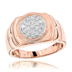 Affordable 10K Yellow Gold Diamond Cluster Ring For Men 1/2ct -Luxurman affordable 10k yellow rose white gold diamond cluster ring for men 12ct ro