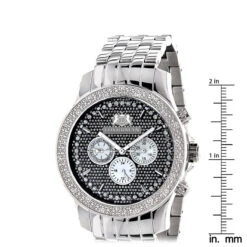 Large 46mm Affordable Real Diamond Watch For Men Luxurman Raptor 0.25ct Steel Band -Luxurman affordable real diamond watch for men luxurman raptor 025ct steel band 46mm 968215 ruler