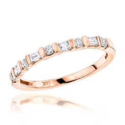 14K Yellow Gold Baguette Round Diamond Women's Wedding/Anniversary Band 0.4ct -Luxurman anniversary rings 14k gold baguette round diamond womens wedding band 04ct ro