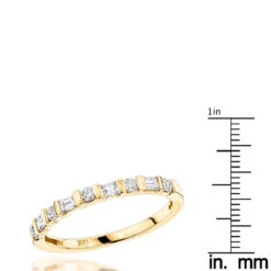 14K Yellow Gold Baguette Round Diamond Women's Wedding/Anniversary Band 0.4ct -Luxurman anniversary rings 14k gold baguette round diamond womens wedding band 04ct rulerye