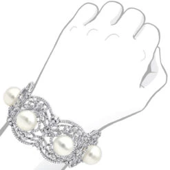 Art Deco White South Sea Pearl And Diamond Bracelet For Women 18K White Gold -Luxurman art deco white south sea pearl and diamond bracelet for women 18k gold bodwh