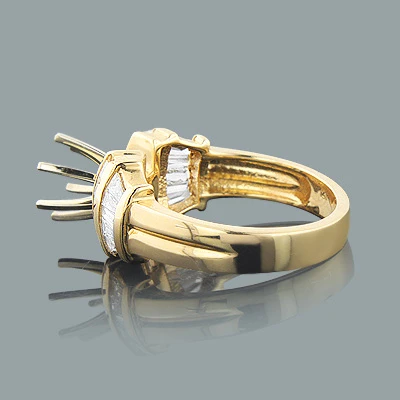 Baguette Diamond Engagement Ring Setting 1.03ct 14K Yellow Gold 2 Baguette Diamond Engagement Ring Setting 1.03ct 14K Yellow Gold - Image 2
