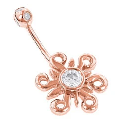 Belly Button Ring 14K White Gold Diamond Belly Sun 0.77 -Luxurman belly button rings 14k gold diamond belly ring sun 077 p 6273 ro