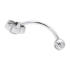 Belly Button Ring 14K White Gold With Flower 0.62 Diamond -Luxurman belly button rings gold diamond belly ring flower 062 p 6270 backwh