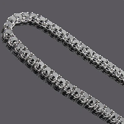 Black Diamond Chain Necklace For Men 14K Black Plated Gold 95ct 2 Black Diamond Chain Necklace For Men 14K Black Plated Gold 95ct - Image 2