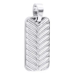 2 Inch Men's Black Diamond Dog Tag Pendant 14K White Gold 7.5ct -Luxurman black diamond dog tag pendant 14k 750ct p 44068 back white