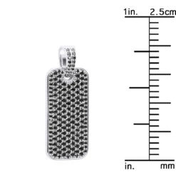 2 Inch Men's Black Diamond Dog Tag Pendant 14K White Gold 7.5ct -Luxurman black diamond dog tag pendant 14k 750ct p 44068 ruler white