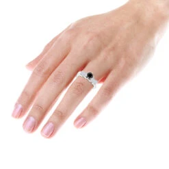 14K White Gold Thin Black Unique Engagement Diamond Ring 1.30ct 11 14K White Gold Thin Black Unique Engagement Diamond Ring 1.30ct -Luxurman black diamond ring unique engagement jewelry 130ct 14k p 45907 bodwh