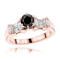 14K White Gold Thin Black Unique Engagement Diamond Ring 1.30ct 8 14K White Gold Thin Black Unique Engagement Diamond Ring 1.30ct -Luxurman black diamond ring unique engagement jewelry 130ct 14k p 45907 ro