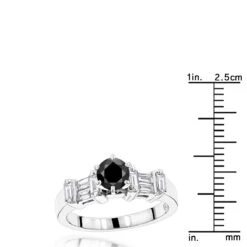 14K White Gold Thin Black Unique Engagement Diamond Ring 1.30ct 10 14K White Gold Thin Black Unique Engagement Diamond Ring 1.30ct -Luxurman black diamond ring unique engagement jewelry 130ct 14k p 45907 rulerwh