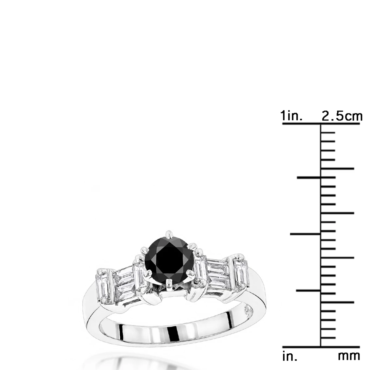 14K White Gold Thin Black Unique Engagement Diamond Ring 1.30ct 5 14K White Gold Thin Black Unique Engagement Diamond Ring 1.30ct - Image 5