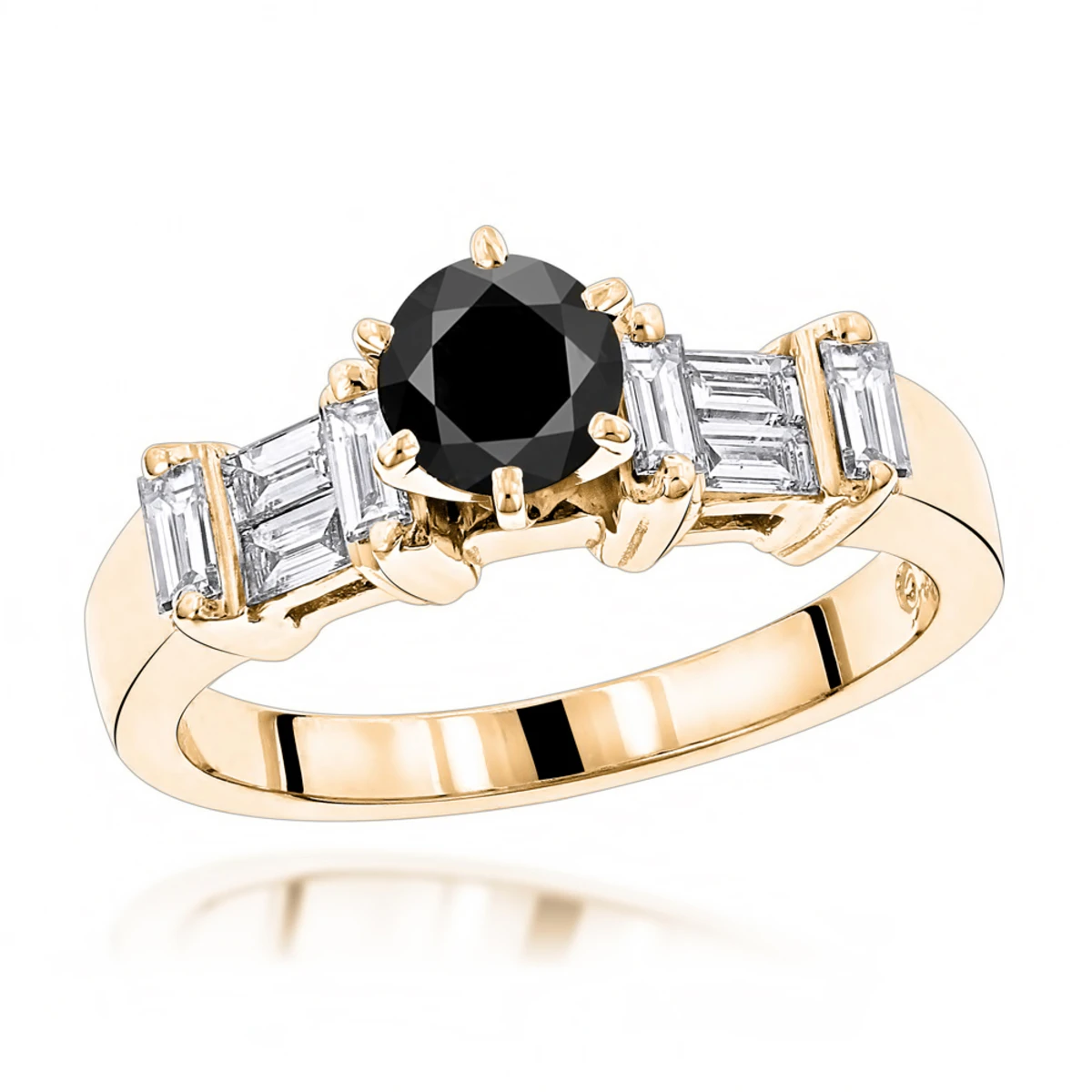14K White Gold Thin Black Unique Engagement Diamond Ring 1.30ct 2 14K White Gold Thin Black Unique Engagement Diamond Ring 1.30ct - Image 2
