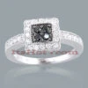 14K White Gold White & Black Diamond Ring 0.64ct