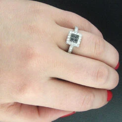 14K White Gold White & Black Diamond Ring 0.64ct -Luxurman black diamond rings 14k white black diamond ring 064ct p 6696bod