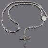 Solid 10K Black Plated Gold Black Diamond Rosary Necklace Chain With Cross 31.55ct