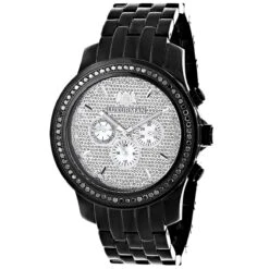 Black Diamond 2.25ct Luxurman Men's Watch Encrusted Dial