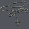 Black Rhodium 10K White Gold Black Diamond Rosary Chain Necklace