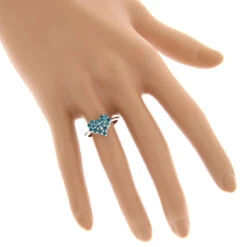Blue Diamond Heart Ring 0.68ct 14K White Gold -Luxurman blue diamond heart ring 068ct 14k gold p 46858 bodwh