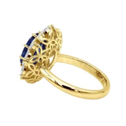 Blue Sapphire And Diamond Cocktail Ring For Women 18K White Gold 4.5ct -Luxurman blue sapphire and diamond cocktail ring for women in 18k gold 45ct 803171 backye