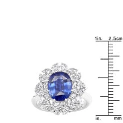 Blue Sapphire And Diamond Cocktail Ring For Women 18K White Gold 4.5ct -Luxurman blue sapphire and diamond cocktail ring for women in 18k gold 45ct 803171 rulerwh