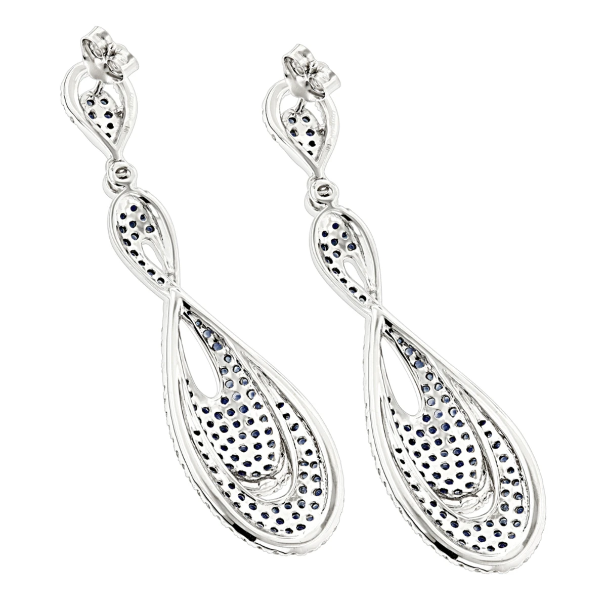 Blue Sapphire Diamond Ladies Infinity Earrings By Luxurman 4ct 14K White Gold 4 Blue Sapphire Diamond Ladies Infinity Earrings By Luxurman 4ct 14K White Gold - Image 4