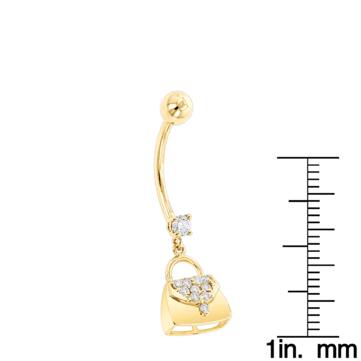 14K Yellow Gold Diamond Purse Belly Button Ring 0.29 5 14K Yellow Gold Diamond Purse Belly Button Ring 0.29 - Image 5